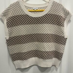 Splendid Cropped Sweater Shirt So Ty Brown And Tan Hues Size Large